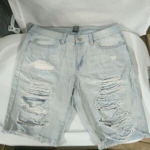 Rewash Light Wash Mid Rise Vintage Reunion Distressed Cutoff Shorts - size 30